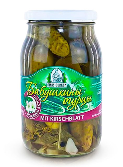 Grandma's cucumbers with cherry leaf, 900g