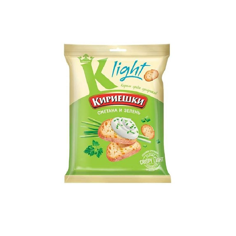 Kirieshki Light Croutons with Sour Cream and Greens Flavor, 33g