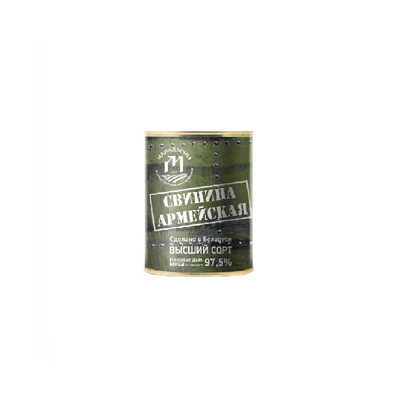 MALADZECHNA Canned Army Pork Meat, 338g