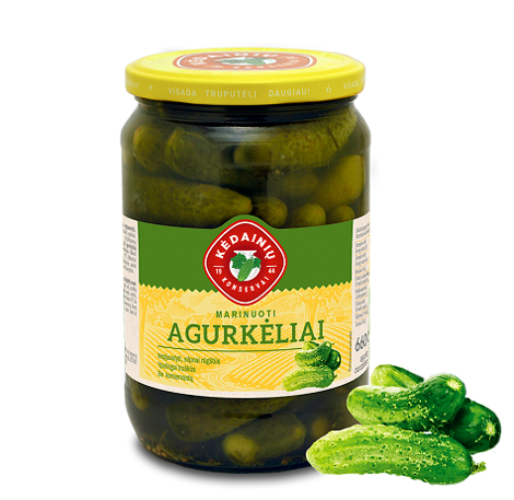 Pickled Gherkins, whole, slightly acidic, 660g