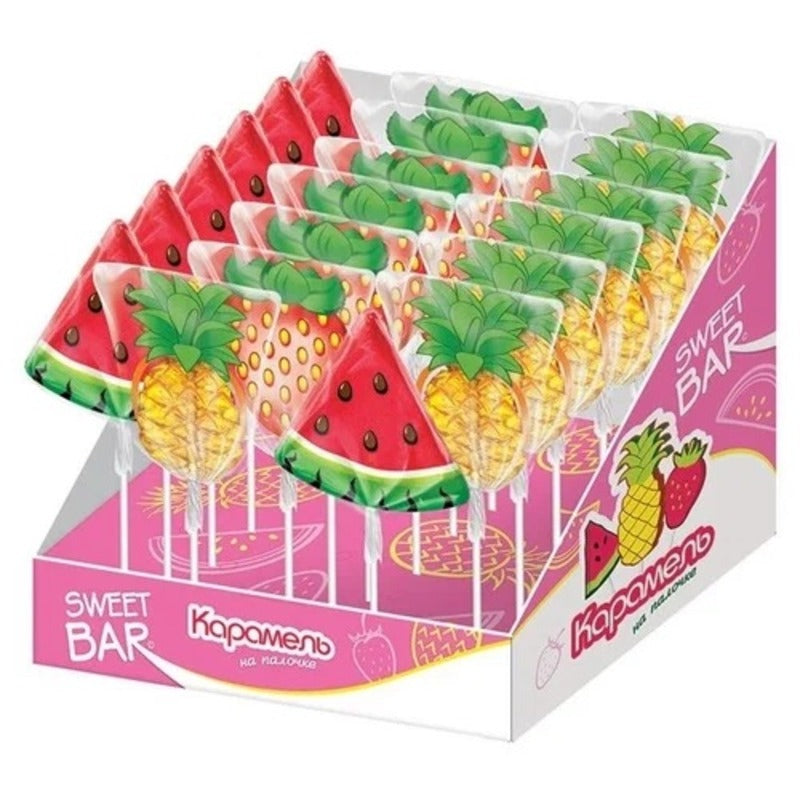 Caramel Sweet Bar mix of fruits on stick 25g