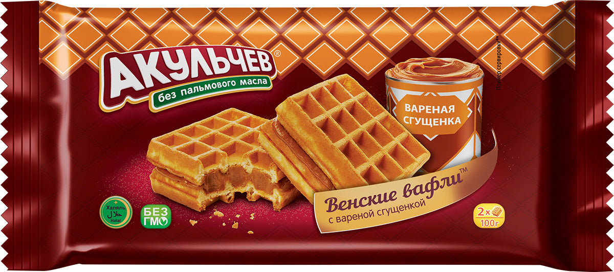 Waffles Akulchev Vienna, with boiled condensed milk, 100g