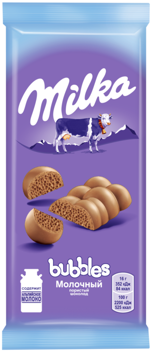 Chocolate "Milka" Bubbles, milk, porous, 80g(Due to the weather, the shape changes, so the price is reduced.)