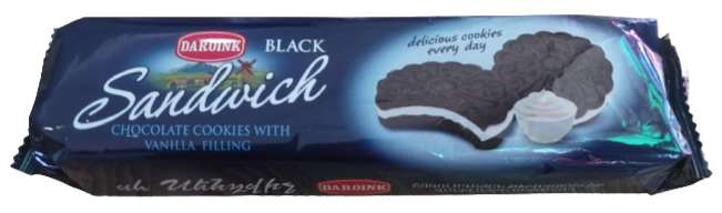 Black cookies "sandwich" with vanilla filling, Daroink 120g