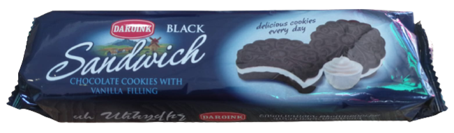 Black cookies "sandwich" with vanilla filling,  Daroink 120g