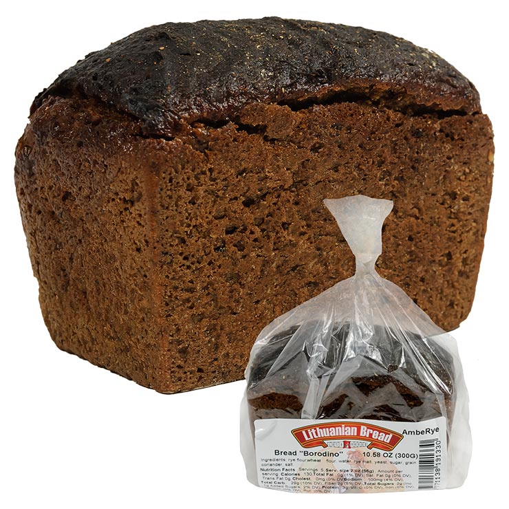 Bread AMBERYE BORODINO Lithuanian Dark Rye tradition, 300g