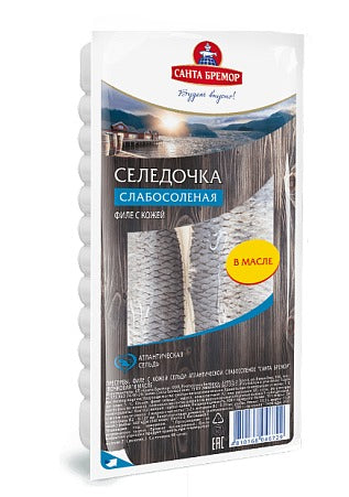 Herring fillet with skin "Santa Bremor" slightly salted in oil 150g