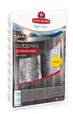 Herring fillet with skin "Santa Bremor" with spices in oil 240g
