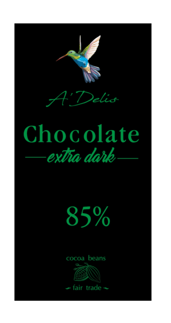 A`DELIS Extra dark chocolate bar 85% 70g