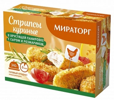 Chicken strips coated in crispy breadcrumbs, served with cheese and rosemary  340g