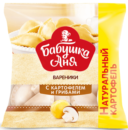 Frozen dumplings filled with mashed potatoes and mushrooms "Babushka Anya" 430g