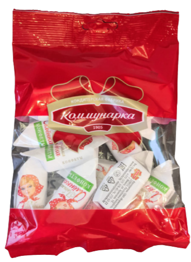 "Favorite Alyonka" Chocolate glazed candies with cream filling with hazelnut pieces 100g