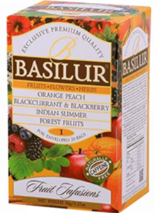 Assorted Basilur tea drink, 20 sachets.