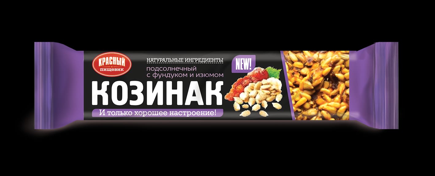 Sunflower brittle with hazelnut and raisins