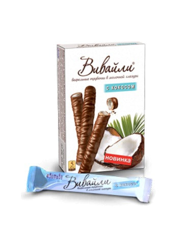 Wafer rolls with coconut