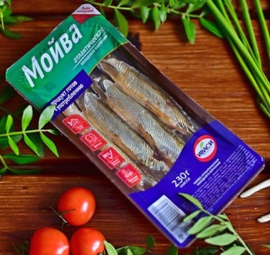 Cold smoked capelin w / u MGS(Мойва холодного копчения в/у) 230g