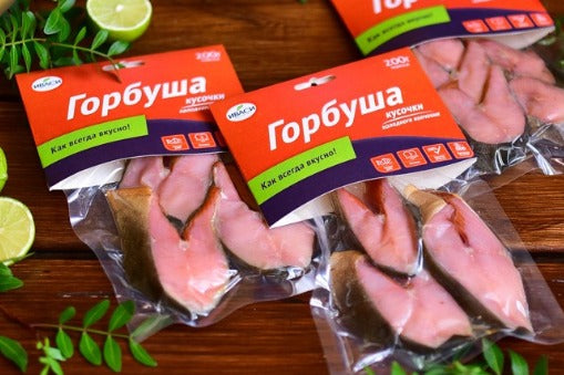 Cold smoked pink salmon slices(Горбуша холодного копчения кусочки в/у) 200g