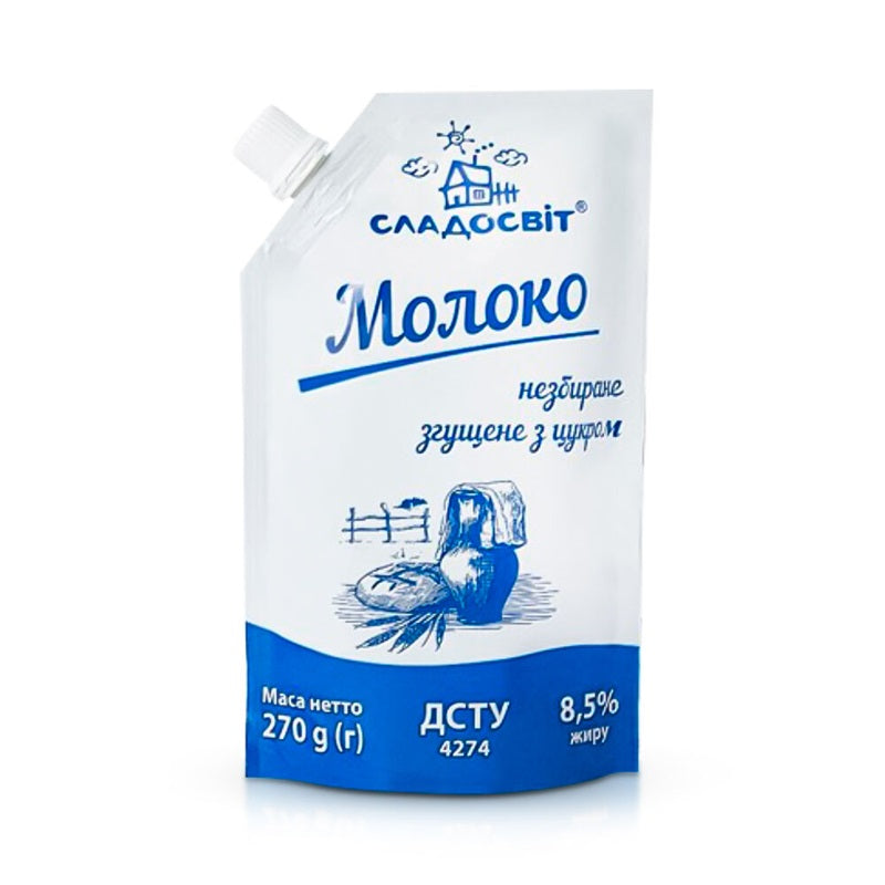 "Sladosvit" Condensed Whole Milk with Sugar 8.5%, 270g