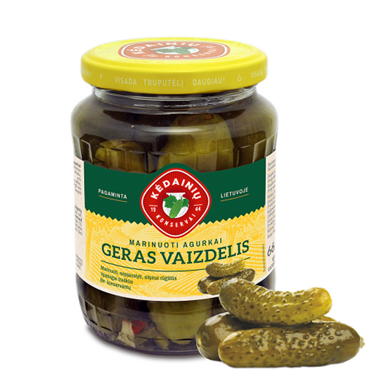 Pickled Cucumbers GERAS VAIZDELIS whole, 660g