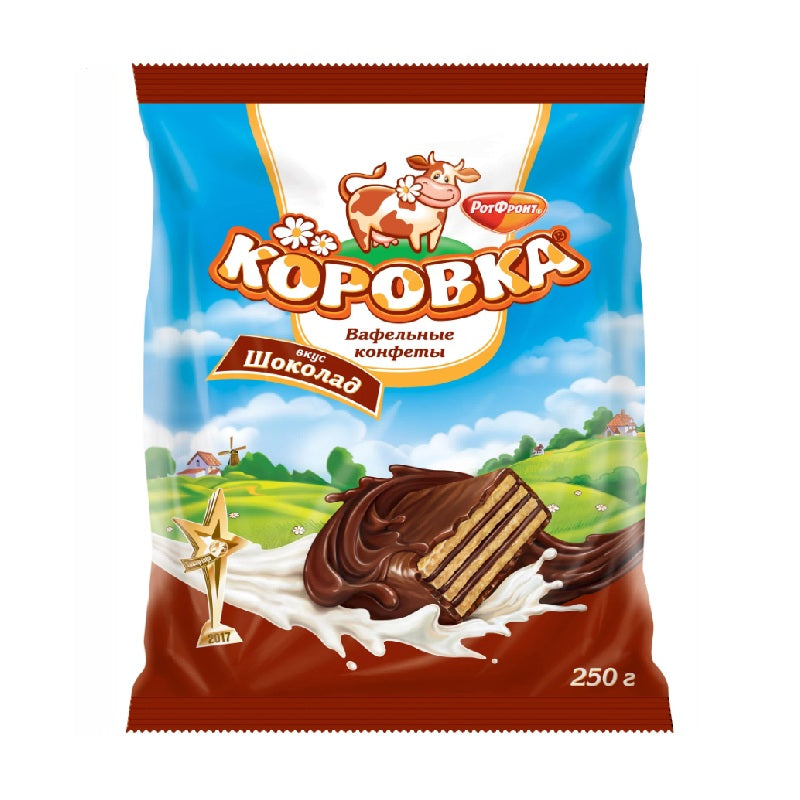 "Korovka" Waffle Sweets Chocolate Glazed Confectionery, 250g