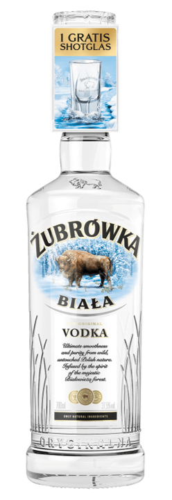 Vodka Zubrowka Biala 37.5% 0,7L+shot