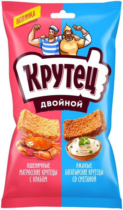 Croutons double krutets with crab and sour cream flavor, 100g