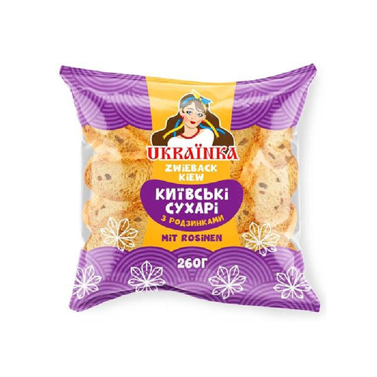 UKRAINKA Toasted Bread with Raisins, 260g