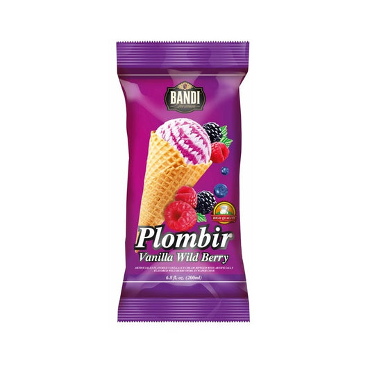 Ice Cream Bandi Foods Classic Plombir Vanilla with Wild Berry Filling, 200ML