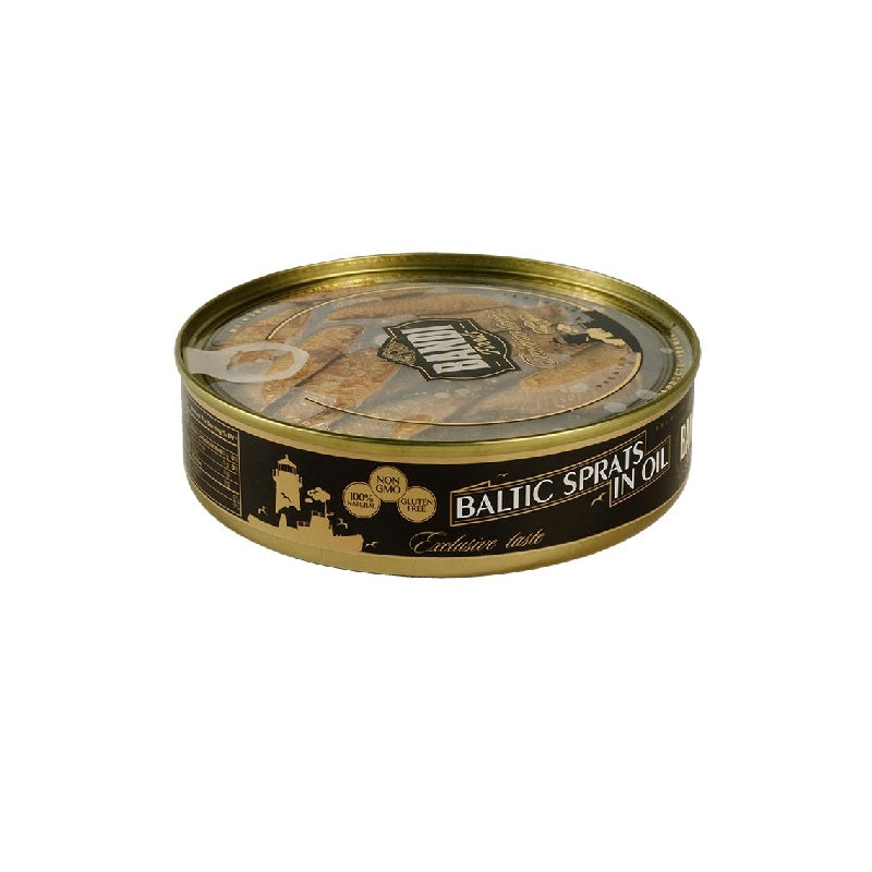 Smoked Baltic Sprats BANDI FOODS in Oil, transparent lid, 160g