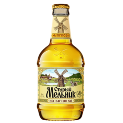 Old russian beer "Old Melnik from the Barrel" Light 4.3%, 0.45L