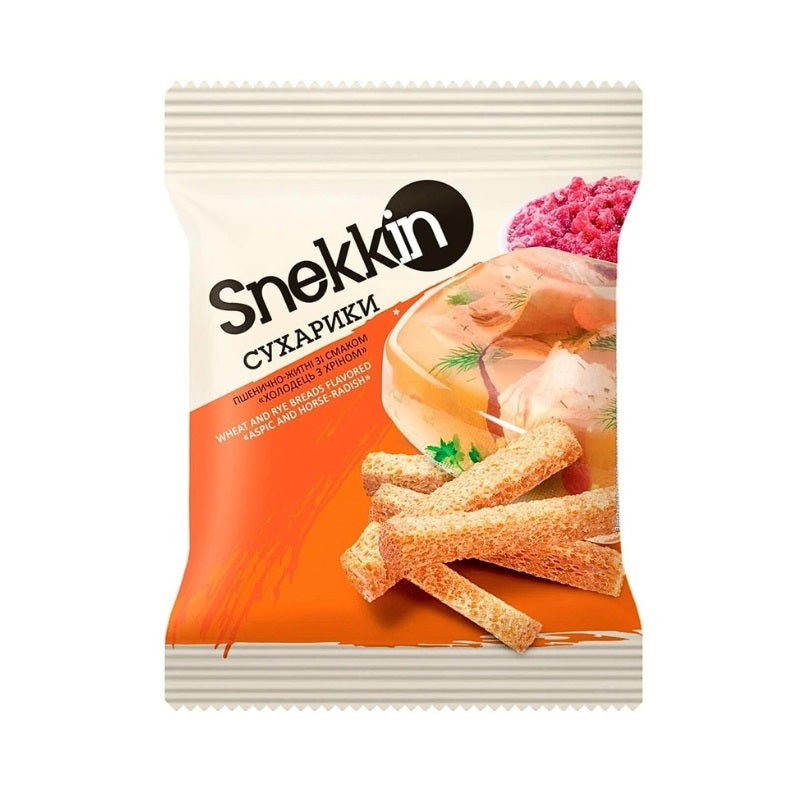 Snekkin Wheat-Rye Croutons with "Jellied Meat with Horseradish" Flavor, 70g