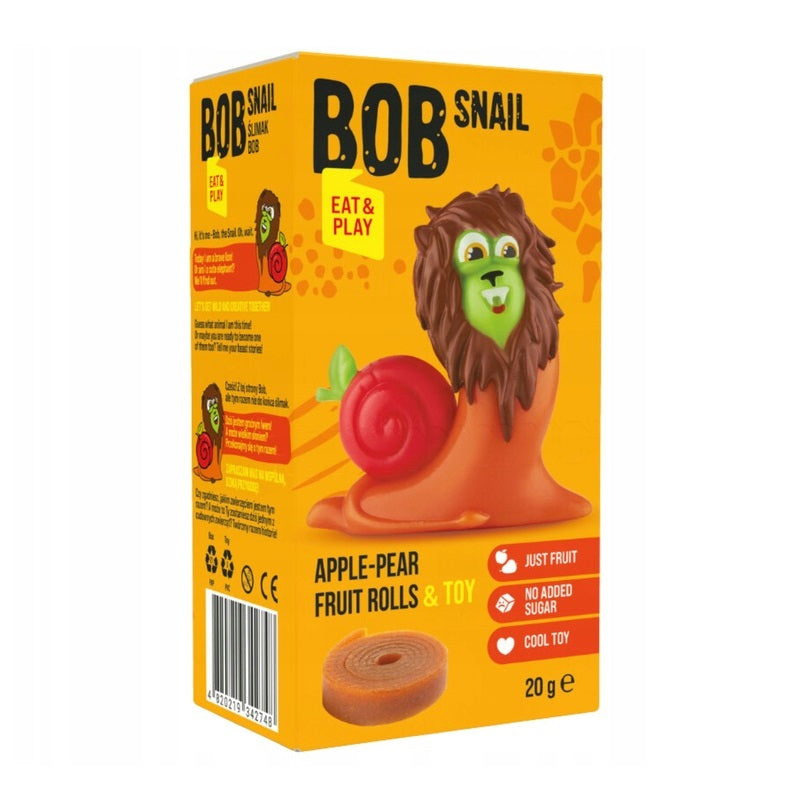 Bob Snail Natural Sweets Rolls Apple-Pear EAT & PLAY with Toy, 20g