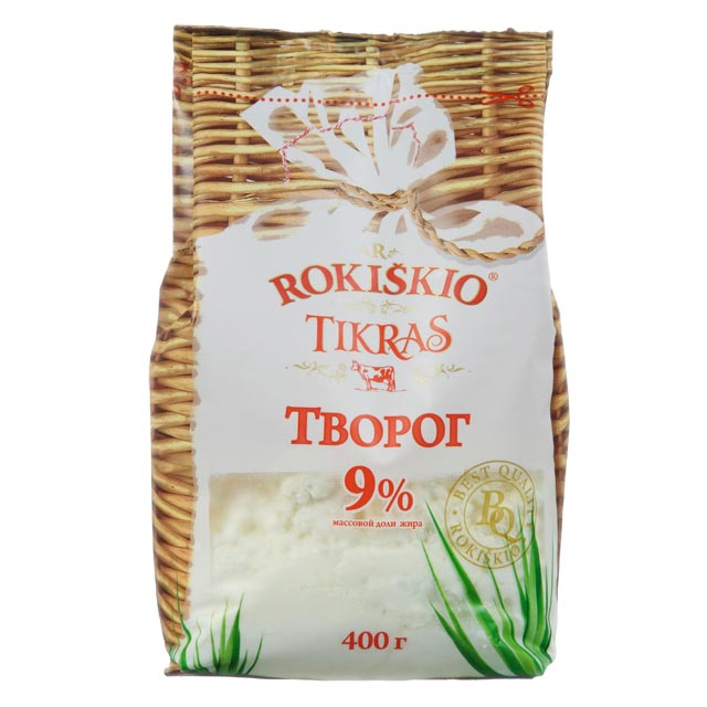 Farmer cottage Cheese TIKRAS 9% fat, 400g Lithuania