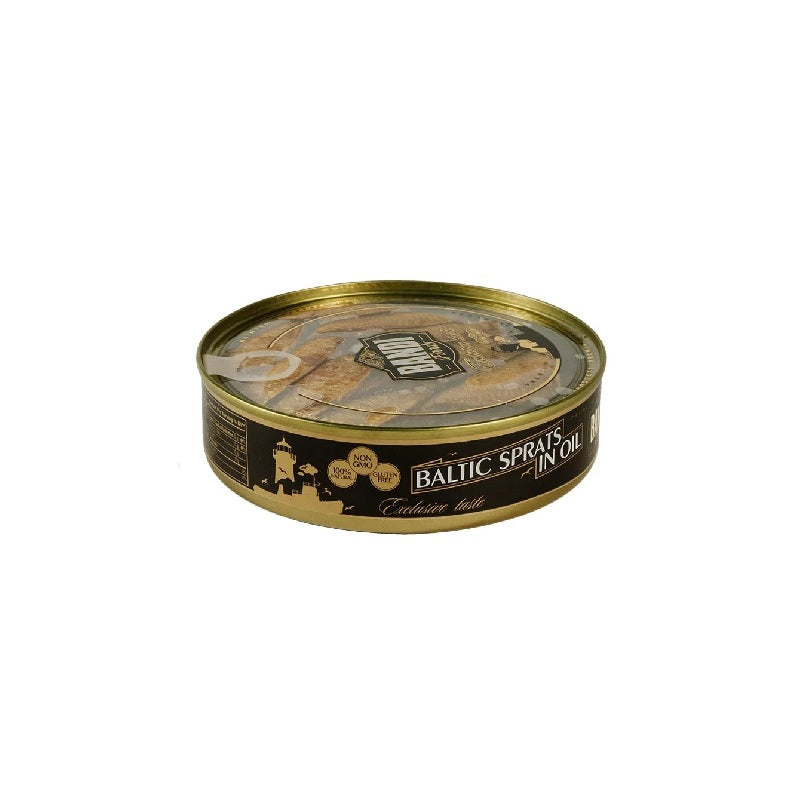 Smoked Baltic Sprats BANDI FOODS in Oil. transparent lid. 160g