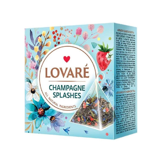 LOVARE Champagne Splash Black Tea with Natural Strawberry Flavor, 30g