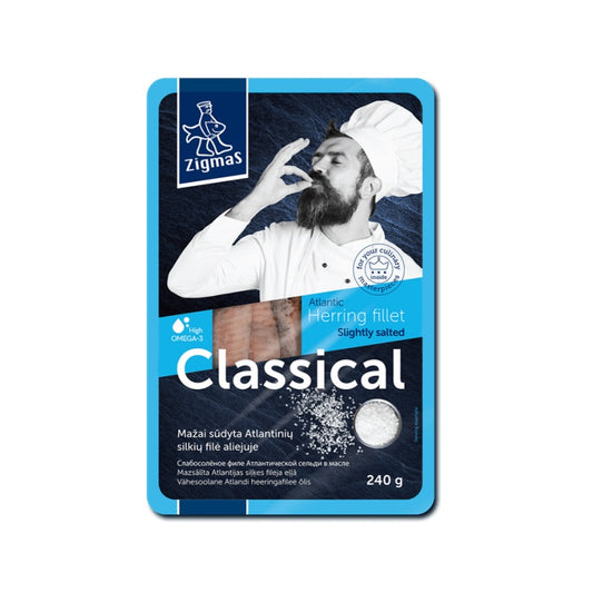 Classical Herring Fillet ZIGMAS in Oil, slightly salted, 240g