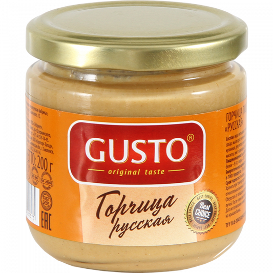 Food mustard "Gusto" Russian, 200g