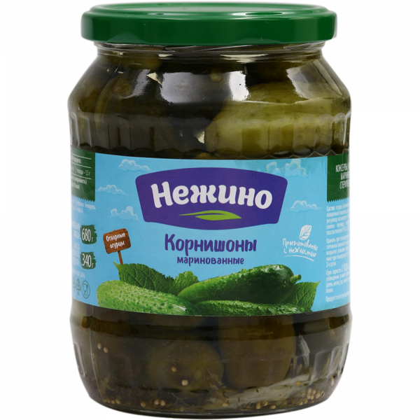 Canned cucumbers "Nezhino" marinated, 680g