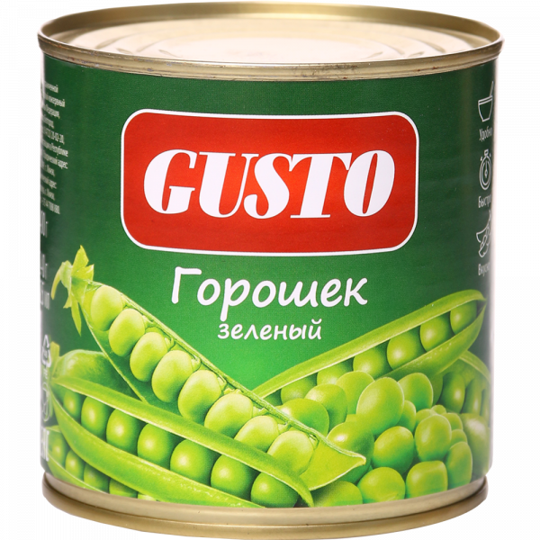 Green peas "Gusto" sterilized, 400g