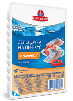 Fillet-pieces of herring "Herring for a snack" with paprika 150g