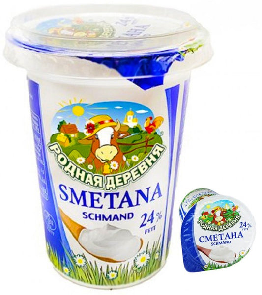 Sour cream "Native Village" 24% fat, 375g