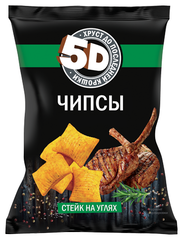 Wheat chips 5D  with taste  “STEAK ON COALS”, 90g