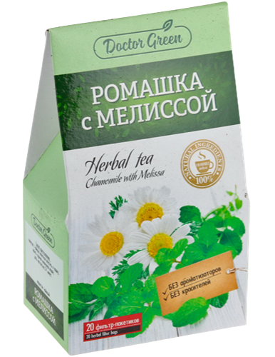 Tea drink "Doctor Green" chamomile with lemon balm, 20g