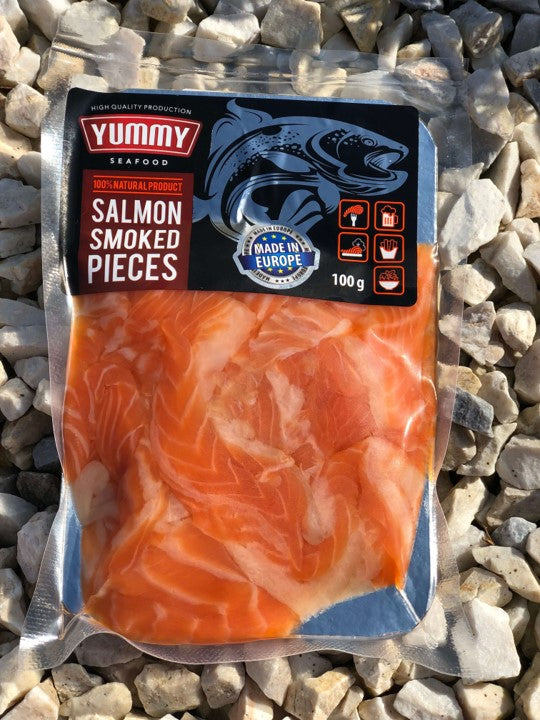Salmon smoked pieces, 100g