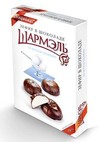 Marshmallow souffle "Zephyr" in chocolate with plombir flavour (Made in Russia.) 250g