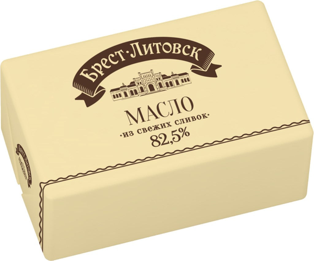 Unsalted sweet cream butter "Brest-Litovsk", fat content - 82,5%, lean cover, 180g