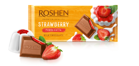 Roshen Milk Chocolate Strawberry panna-cotta 90g