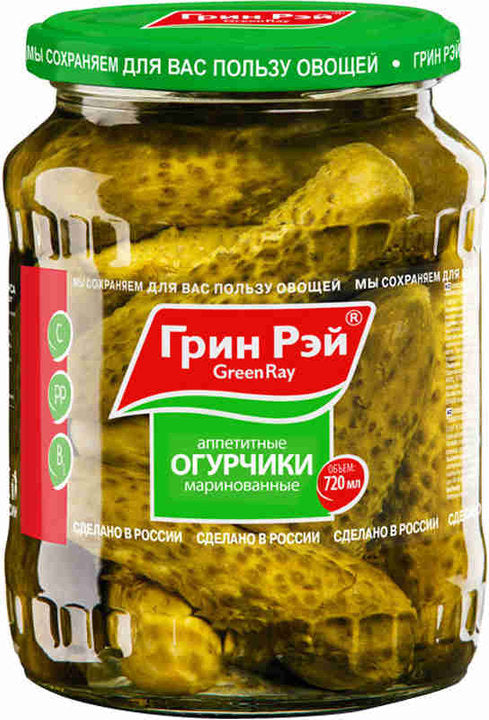 GREEN RAY pickled cucumbers 6-9cm 680g
