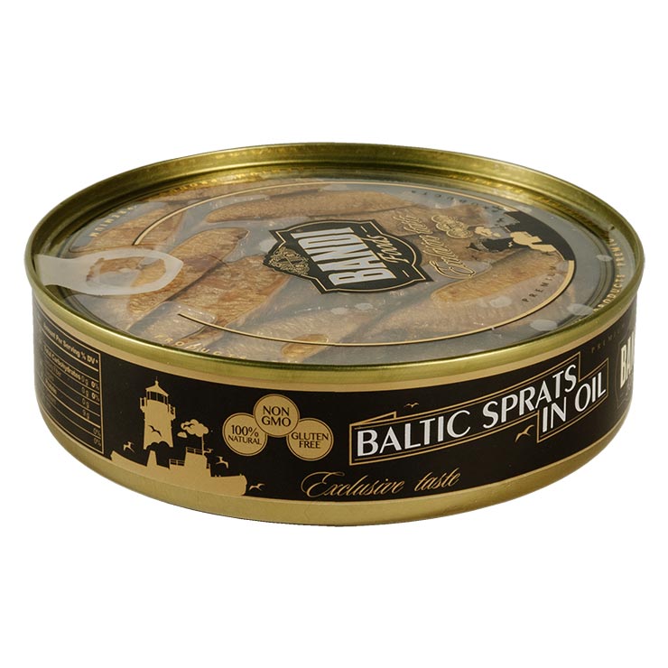 Smoked Baltic Sprats BANDI FOODS in Oil, transparent lid, 160g