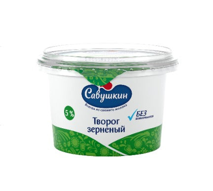 Cottage cheese "101 Zerno+slivki", fat content - 5%, plastic cup, 130 g